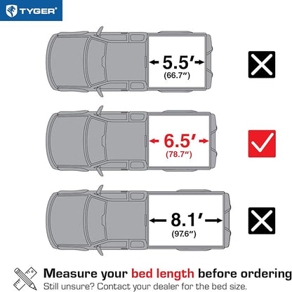 Tyger Auto T3 Soft Tri-Fold Truck Bed Tonneau Cover Compatible with 2007-2013 Toyota Tundra | Fleetside 6.5' Bed (78") | TG-BC3T1033 , Black