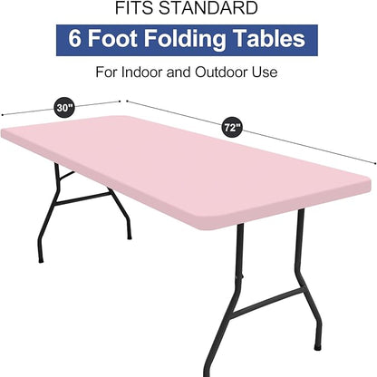 homing Rectangle Table Cloth Cover, Waterproof Polyester Elastic Fitted Tablecloth, Fits for 6 Foot Folding Tables, Washable Table Protector for Picnic, Camping, Outdoor (Pink, 30" x 72")