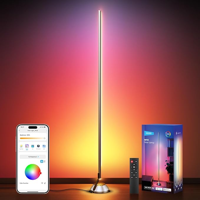 NEEWER Smart RGBW Floor Lamp, 1500lm LED Standing Corner Light Compatible