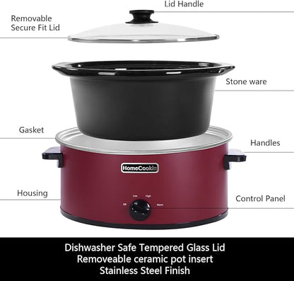 HOMECOOKIN 6 Quart Slow Cooker Oval Manual Pot Food Warmer