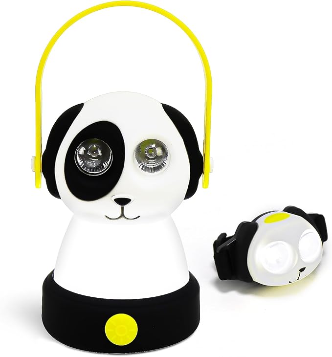 Outdoor Kids Camping Lanterns & Headlamp Set, Battery Powered Night Light, Lightweight LED Equipment, Birthday Christmas Gift (Dog Set)