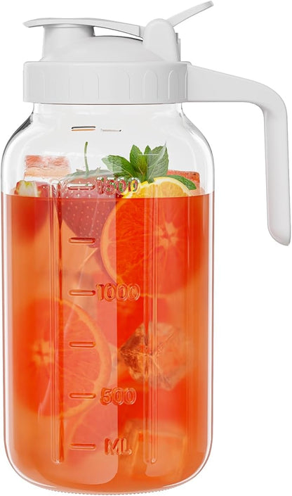 Glass Mason Jar Pitcher, 64 oz Wide Mouth Jug