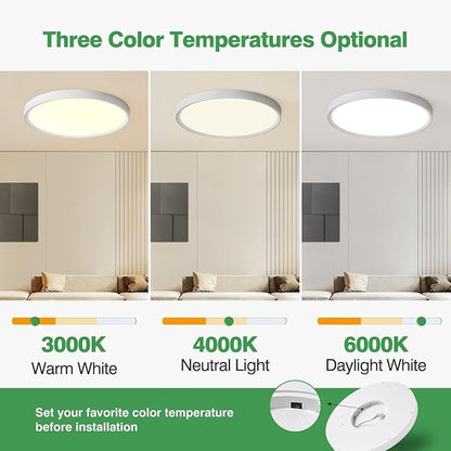 4PK 15.8 Inch LED Flush Mount Ceiling Light, 3000K/4000K/6000K CCT Selectable