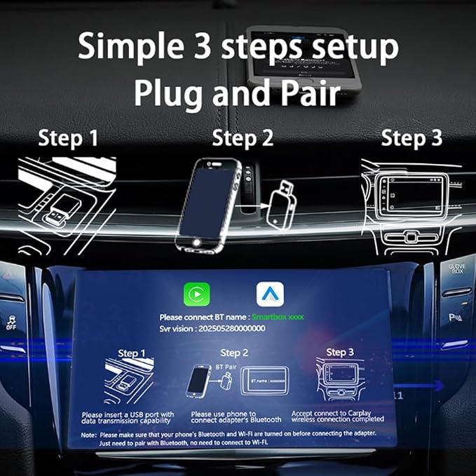 Wireless CarPlay & Android Auto Adapter for KIA Sportage 2017-2024‌,Ultra Mini Dongle Converts Easy Setup Plug and Play,Silver