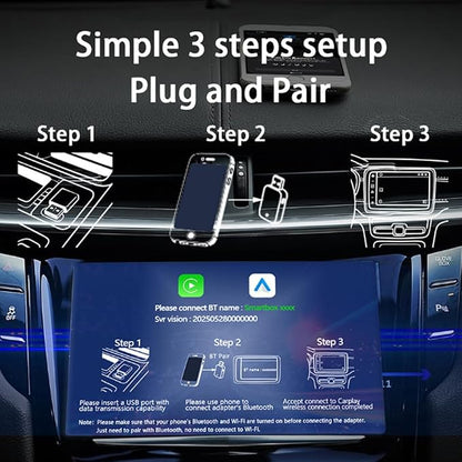 Wireless CarPlay & Android Auto Adapter for Hyundai Elantra 2017-2024,Ultra Mini Dongle Converts Easy Setup Plug and Play,Black