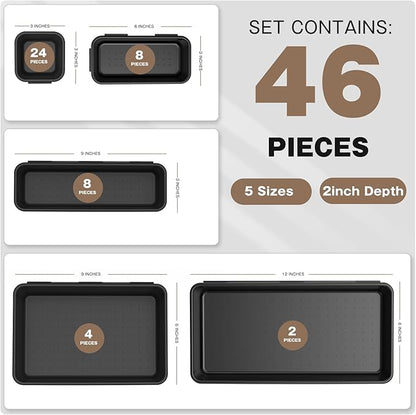 A-LuGei【 & 5 Size Tool Box Organizer Tray Divider Set, 【Black】