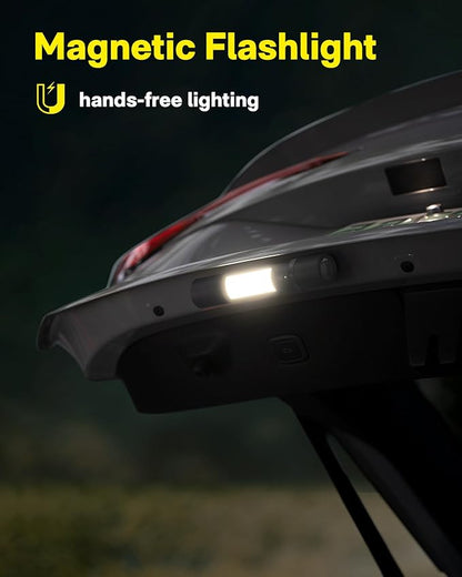 HOTO Emergency Flashlight Rechargeable, Magnetic LED Flashlight High Lumens with Window Glass Breaker Seatbelt Cutter, Zoomable Car Work Flash Light for Car Repair, Camping, Emergency