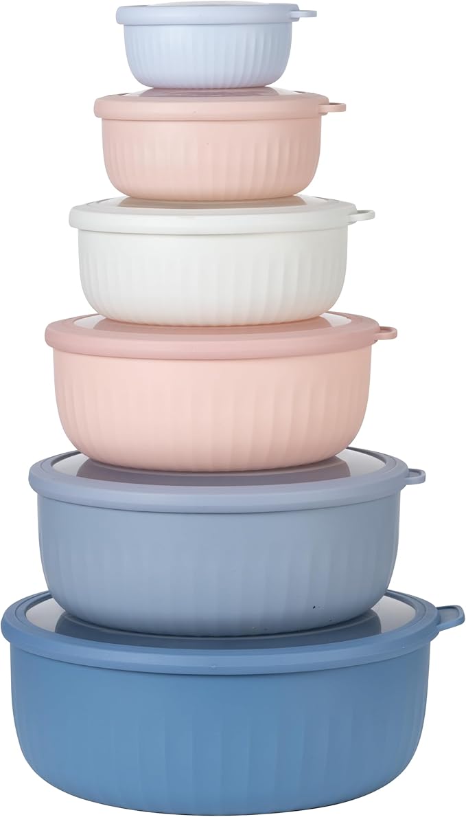 COOK WITH COLOR Prep Bowls with Lids- Wide and Deep Nesting Plastic Small