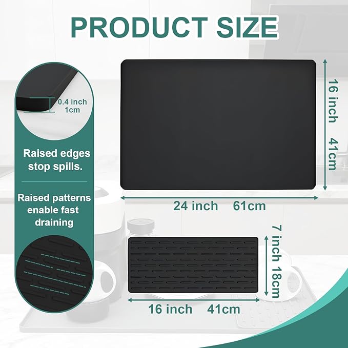 Silicone Coffee Mat, Eco-friendly, Hygienic Drying Pad, Leak-Proof and Non-Slip