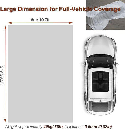 20ft x 30ft Car Fire Blanket for Electric & Gas Vehicles, 1100°C Reusable Emergency Fire Suppression Blanket, Large Double-Sided Silicone Survival Safe Blankets for EV Battery & Engine Fires