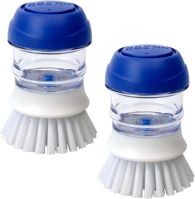 CELOX 2 Pack Dish Brush with Soap Dispenser Soap Dispensing Palm Brush