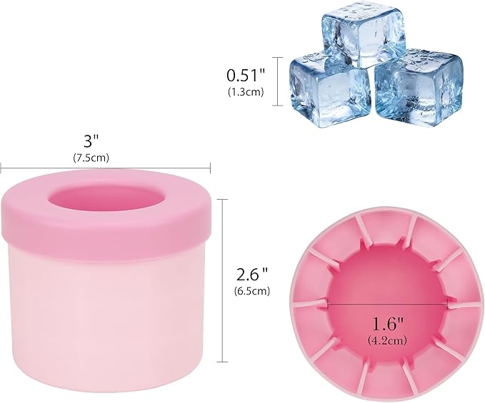 2 Pack Cylinder Silicone Ice Cube Molds, Easy-Release Ice Cube Trays