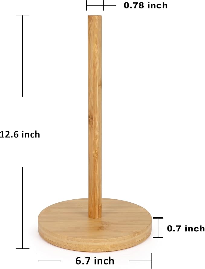 WORHE Bamboo Paper Towel Holder Countertop 1 Pack Thick Sturdy Base, Standing