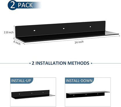 24 Inches Acrylic Wall Shelves 2 Pack, Floating Shelf