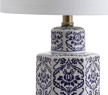 JONATHAN Y JYL3050A Diana 23.5" Ginger Jar Ceramic/Metal LED Table Lamp Classic Traditional Bedside Desk Nightstand Lamp for Bedroom Living Room Office College Bookcase LED Bulb Included, Blue/White