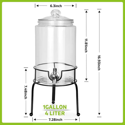 1 Gallon Beverage Dispenser 1 Pack, Stainless Steel Spigot Drink Dispenser