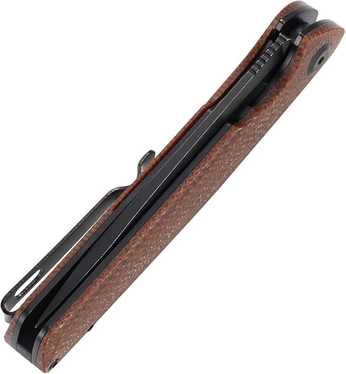 Sitivien ST102 Folding Knife, D2 Steel Blade+Micarta Handle EDC Tool Knife for Outdoor, Camping, Hunting, Survival (Brown) …