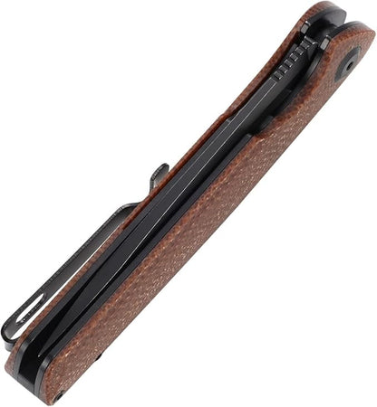 Sitivien ST102 Folding Knife, D2 Steel Blade+Micarta Handle EDC Tool Knife for Outdoor, Camping, Hunting, Survival (Brown) …