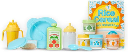 Melissa & Doug Mine to Love Mealtime Play Set for Dolls with Bottle, Pretend Baby Food Jars, Snack Pouch, More (24 pcs)