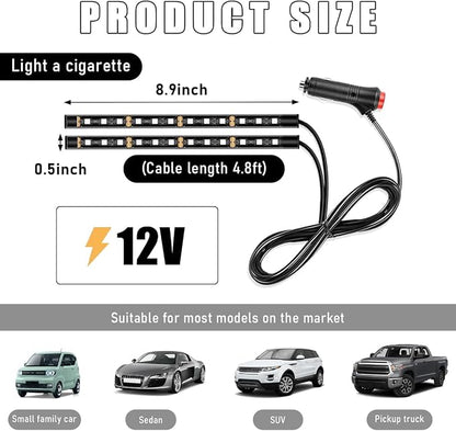 Wevdn Car Interior LED Strip Light, 12V 24 LED Neon Ambient Night Light with Cigarette Lighter Plug, Automotive Atmosphere Decorative Under Dash Lighting Kit, Car Accessories (Pink Purple)