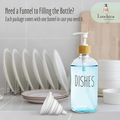 LOOCHICA Dish Clear Glass Soap Dispenser