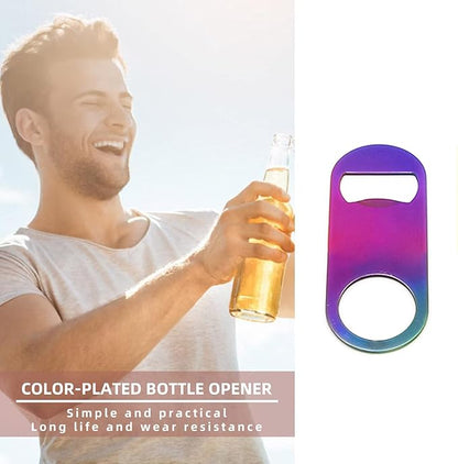 Rainbow Color Stainless Steel Flat Bottle Opener, Sturdy and Durable 2 Pcs to