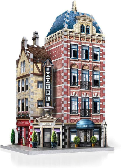 Wrebbit 3D Urbania Collection 3D Puzzle Bundle | Includes Hotel, Cinema, Café and Fire Station | 1165 Pieces Jigsaw Puzzle Pieces Total | Build a Charming and Unique Streetscape of a Small Town