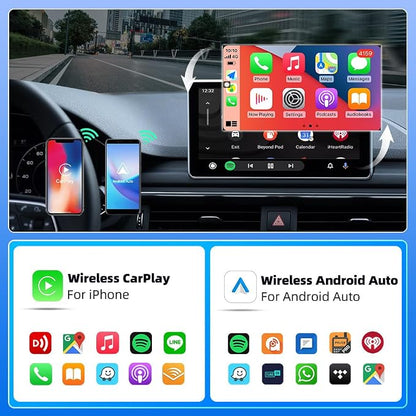 2 in 1 Wireless CarPlay and Android Auto Adapter, Plug and Play, Auto-Connect Seamless, Mini Dongle Supports Car with Built-in Wired Car Play/Android Auto