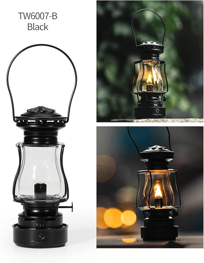 Vintage Oil Lantern, Waterproof Fuel Lantern with Carry Handle, for Outdoor Camping Hiking Patio Picnic, Black