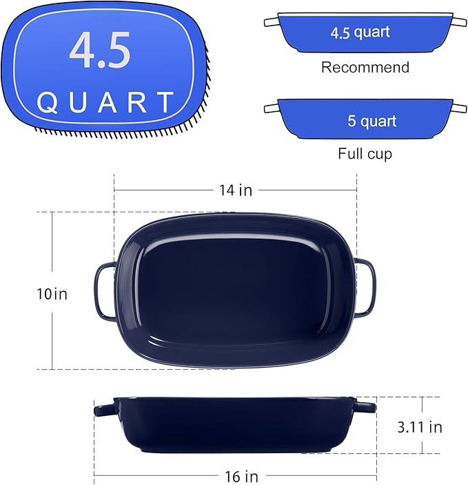 4.5 Quart Ceramic Baking Dish, Serving Bakeware