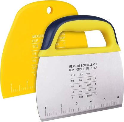 YGDZ Dough Scraper Chopper 2 Pcs, Stainless Steel Dough Cutter