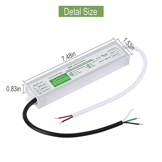 （Pack of 6） LED Driver 60 Watts Waterproof IP67 Power Supply Transformer