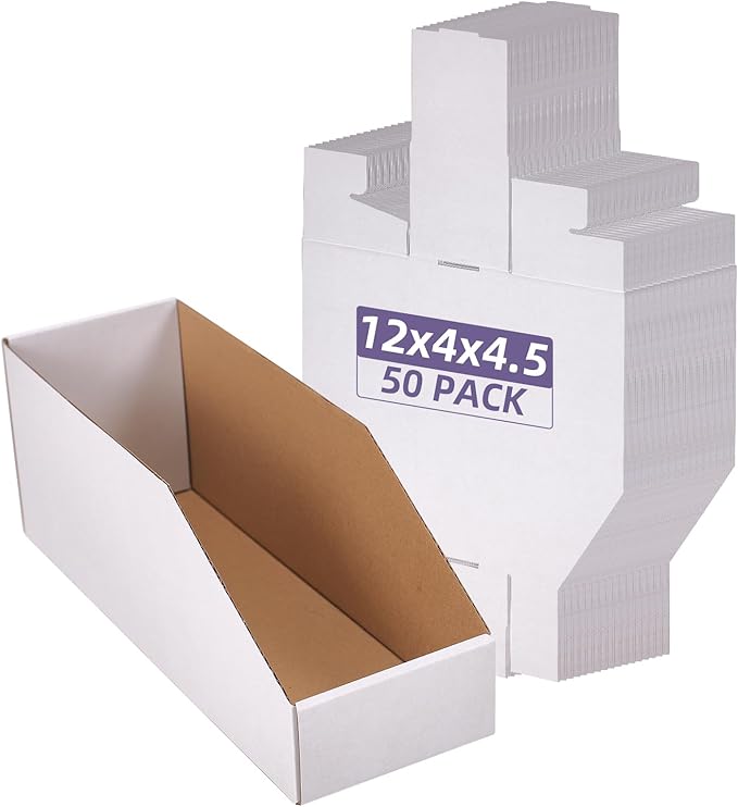 EXYGLO Cardboard Storage Bins 50 Pack, Corrugated Organizer Bins