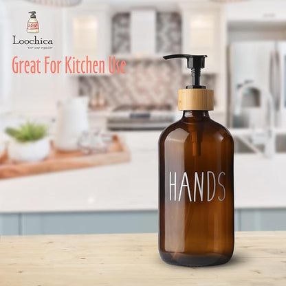 LOOCHICA Hand Amber Glass Soap Dispenser