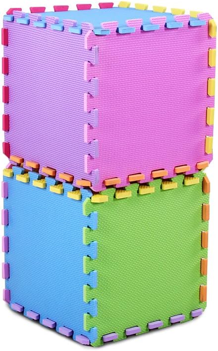 Meiqicool EVA Foam Puzzle Play Mat for Baby - Non Toxic Interlocking Soft Floor Tiles - Kids Toddler Infant Children Room and Yard Exercise Gym Decor - Multi Color，20pcs