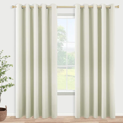 KOUFALL Cream Curtains for Living Room, 84 Inches Long Room Darkening Extra 72