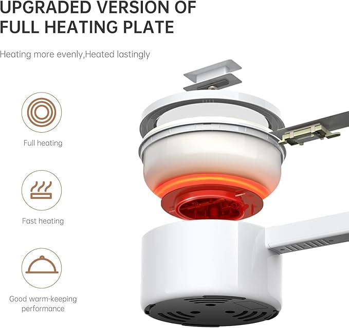 olakys. Electric Hot Pot, 1.5L Mini Hot Pot, Ceramic Glaze Non-stick Portable