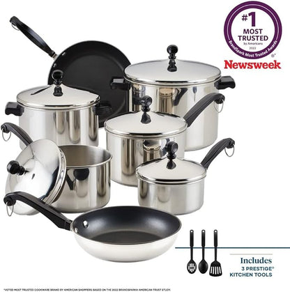Farberware Classic Stainless Steel Cookware Pots and Pans Set