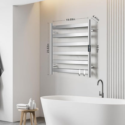 R FLORY Heated Towel Rack for Bathroom, 6 Bar Wall Mounted Towel Warmer Rack