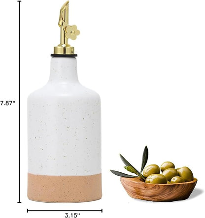HOMCDALY Ceramic Olive Oil Dispenser Bottle, 16oz Oil Dispenser Bottle