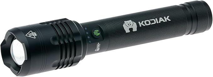 LitezAll Kodiak Kiran 10,000 Lumen Tactical Flashlight, Ultra Bright Rechargeable LED Flashlight with Safety Lock, IPX4 Water Resistant, Drop Tested Rugged Flashlight for Emergency Camping Outdoor Use