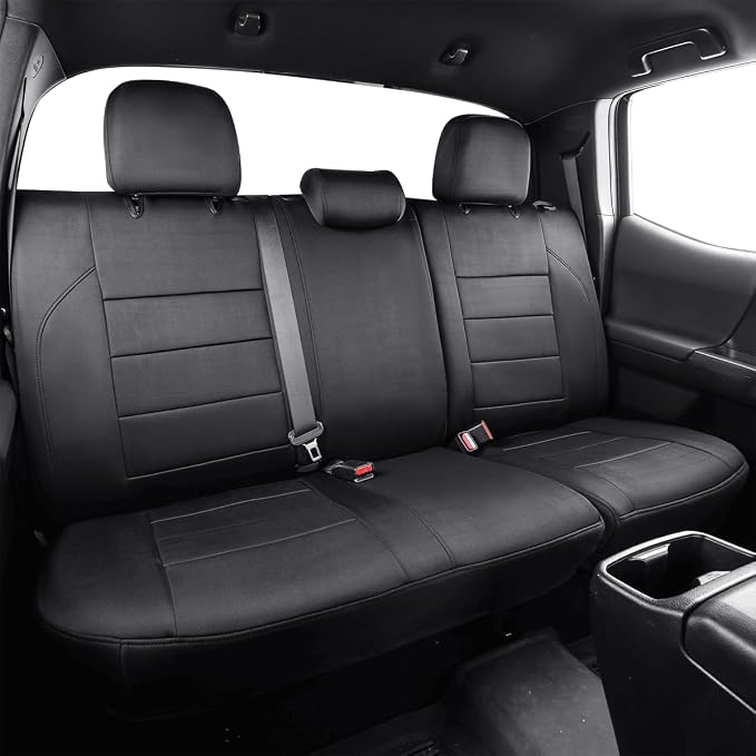 EKR Custom Fit Tacoma Rear Car Seat Covers for Toyota Tacoma 2016 2017 2018 2019 2020 2021 2022 2023 Access Cab - Second Row Only,Neoprene (Black)