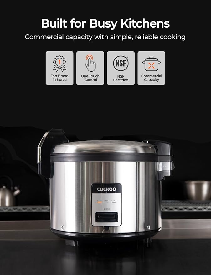 CUCKOO Commercial Rice Cooker & Warmer, Extra Large Rice Cooker 30-Cup Uncooked