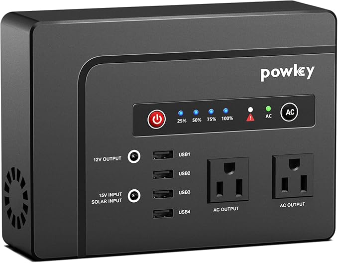 Powkey 200W Portable Power Station | 146Wh Camping & Emergency Backup