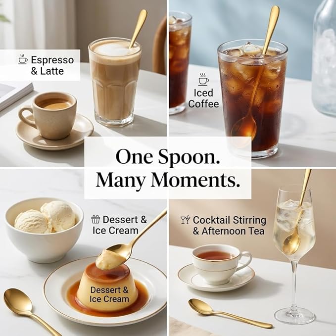 Espresso Spoons Long Handle, Round Tip Demitasse Spoon