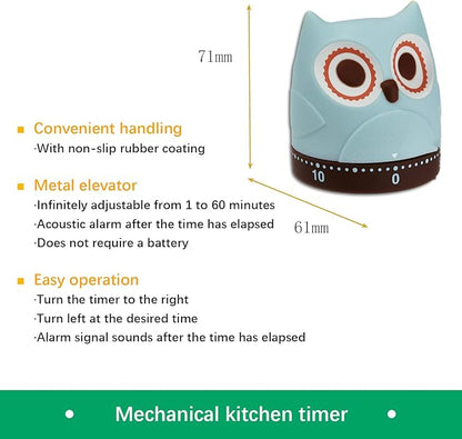 Mechanical Kitchen Timer, Cute Wind Up 60-Minute Manual Countdown