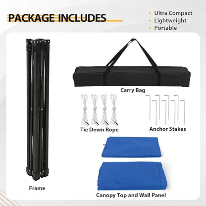 EAGLE PEAK Flex Compact 4x4 Pop-up Canopy Changing Room, Portable Privacy Dressing Room for Indoor Fashion Photoshoots, Camping, or Pool, Blue