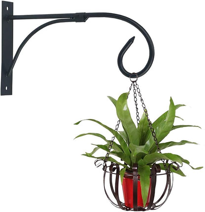 Tinsow 2 Pcs Plant Bracket Iron Wall Hooks Straight Downcurled Hanging for Wind Chimes, Flower Baskets, Decorative Plants, Lantern, Wind Spinners, Bird Feeders, Indoor or Outdoor Decoration