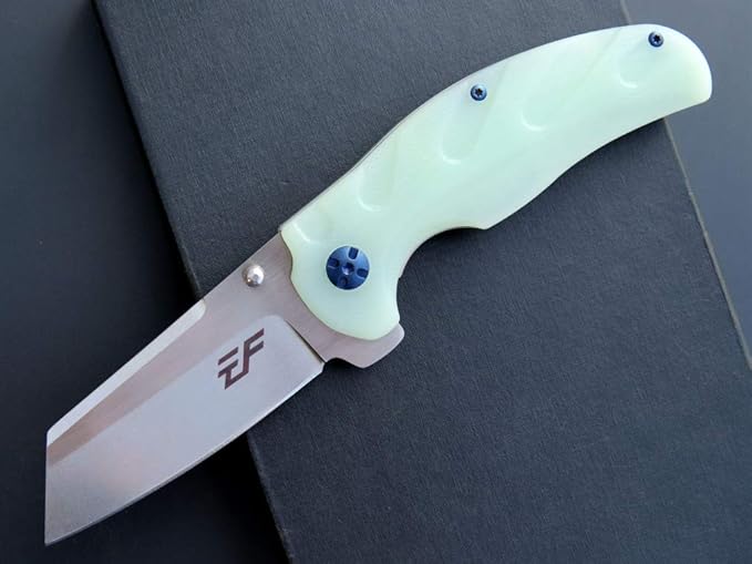 Eafengrow EF932 Pocket Knife G10 Handle D2 Steel Blade Knife with Ball Bearing Safe Open Flipper Knife for Camping Survival Hiking (jade)