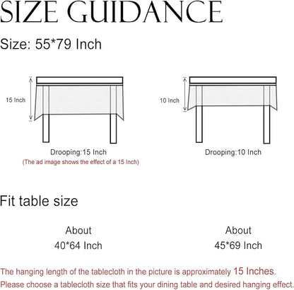 ISAENNE Designer Vintage Linen Floral Table Cloth for Rectangle Table,Fall Colorful Modern Tablecloth,Anti-Wrinkle Decor Tablecloths for Dining Thanksgiving Kitchen,55"*79"-Bertina E